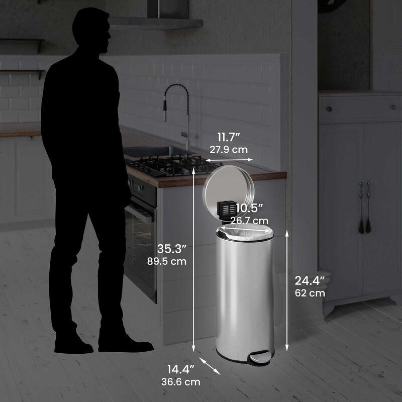 iTouchless 8 Gallon / 30 Liter SoftStep Round Step Pedal Trash Can