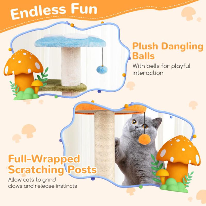 Hivvago 35 Inch Tall Cat Tower with Sisal Scratching Posts Cat Condo and Padded Platforms
