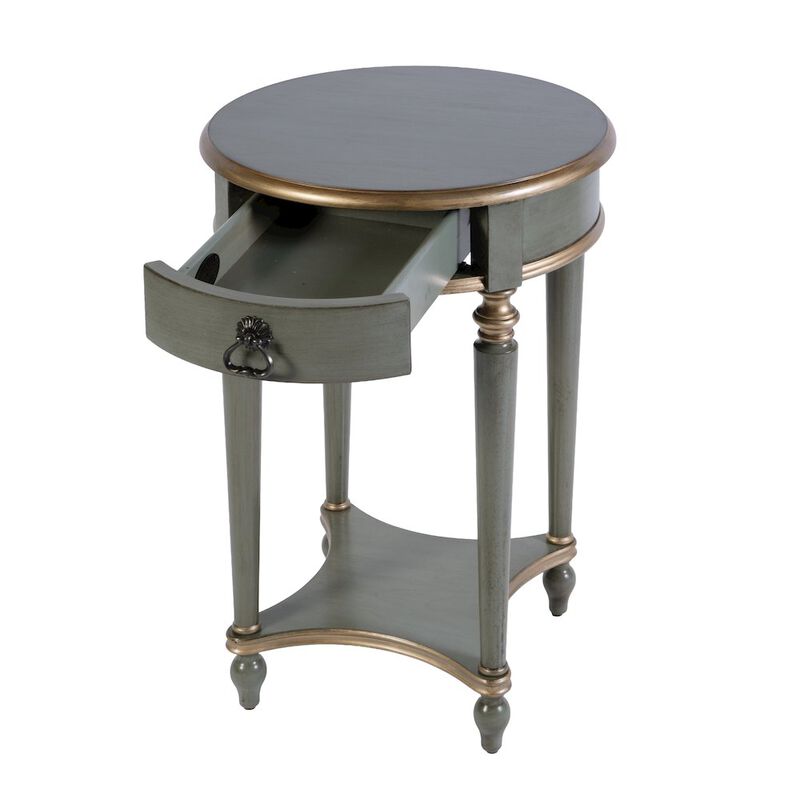 Butler Specialty Jules 17.5 in. W Round Wood 1 Drawer End Table,Lower Open Shelf, Pastel Green image number 3