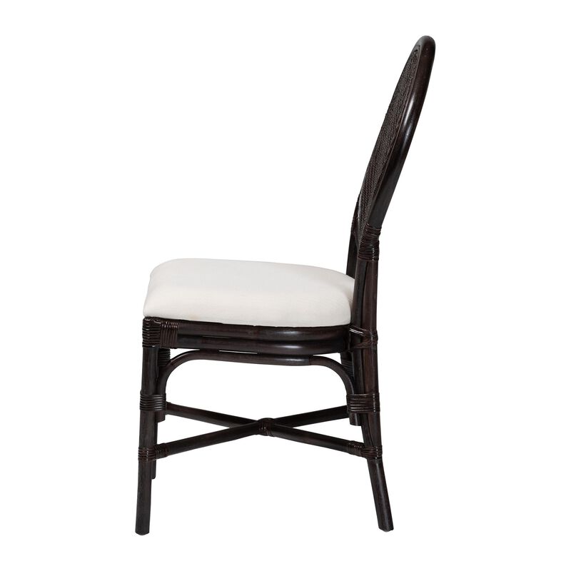 bali & pari Elmer Natural Rattan Dining Chair - Handwoven Wicker Accent Chair with Cushioned seat for Kitchen or Dining Room image number 2