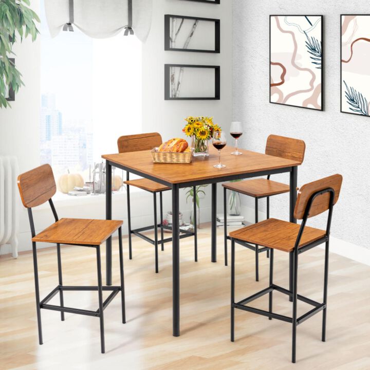 Hivvago 5-Piece Counter-Height Dining Bar Table Set with 4 Bar Chairs