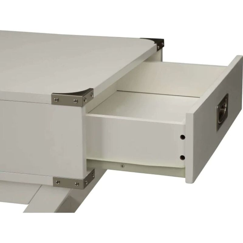 Homezia Modern White X Shape Wooden Storage End Table