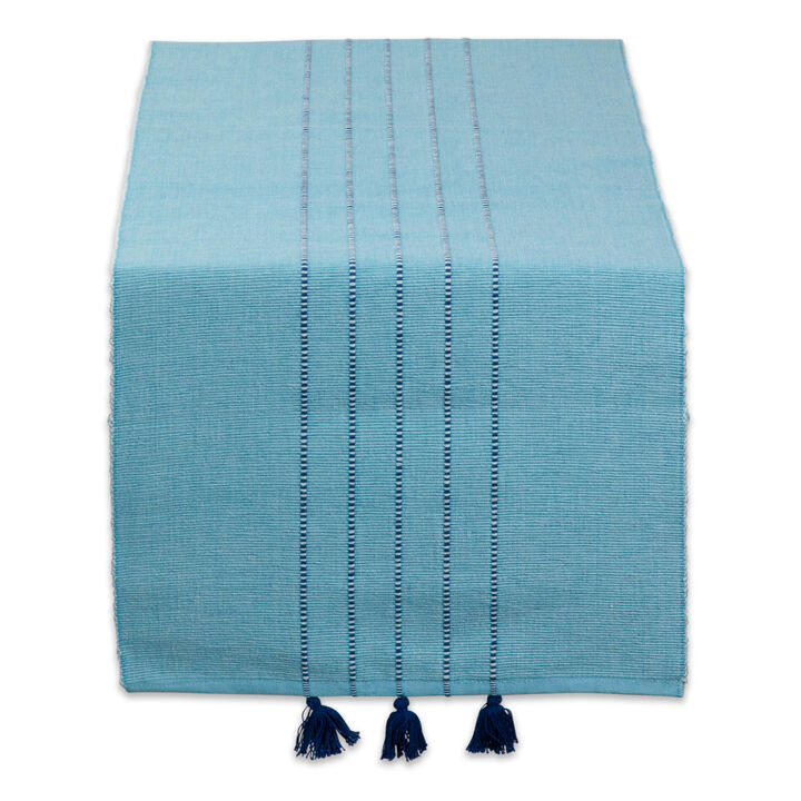 14" x 72" Sky Blue Rectangular Home and Kitchen Essentials Stripes Table Runner