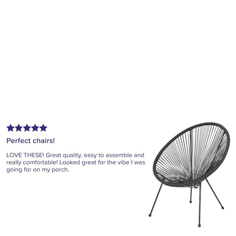 Flash Furniture Oval Comfort Take Ten Black Papasan Lounge Chair image number 1