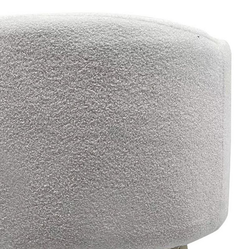 Ginni Footstool Ottoman Set of 2, White Polyester, Soft Seat, Wood Legs - Benzara