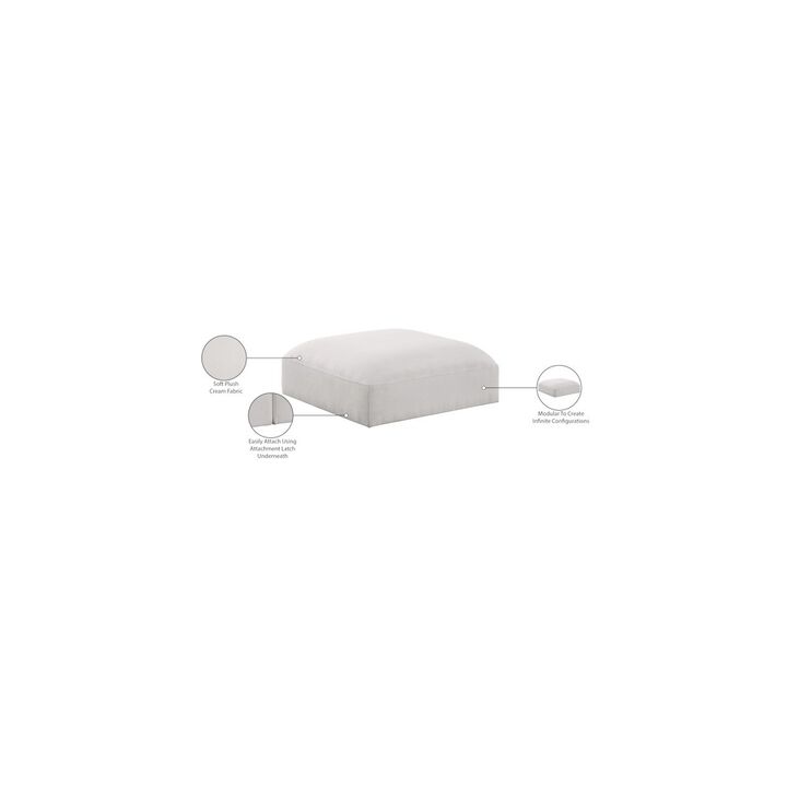 Meridian Furniture Ease Cream Polyester Fabric Ottoman