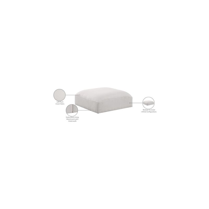 Meridian Furniture Ease Cream Polyester Fabric Ottoman