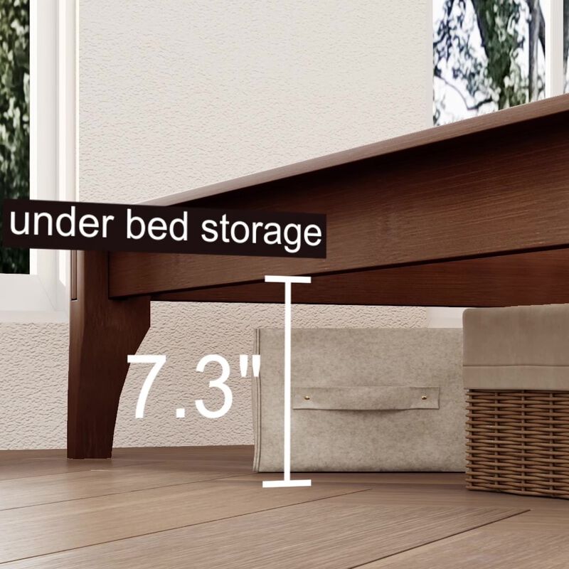 Merax Bamboo Wood Platform Bed with Upholstered Headboard image number 7