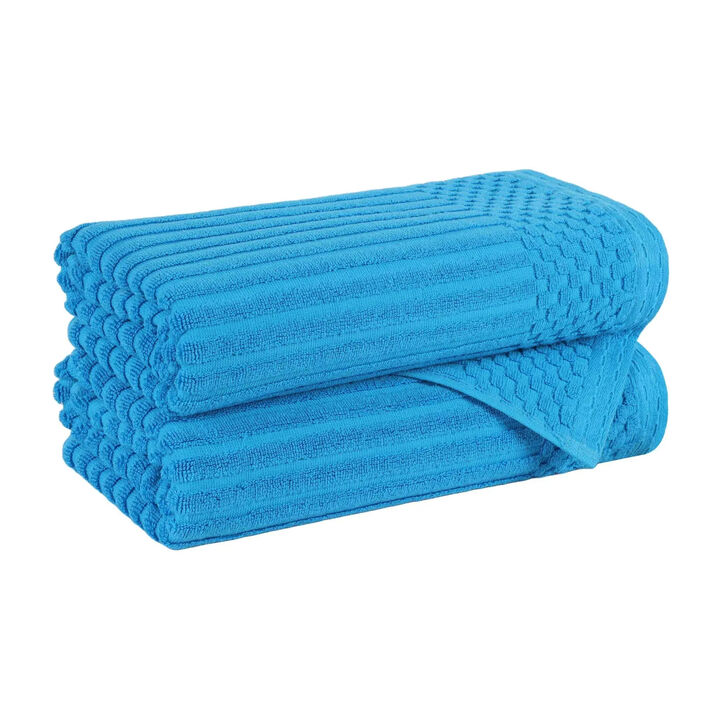 2-Piece Cotton Ribbed Bath Towel Set &ndash; Plush and Quick-Dry