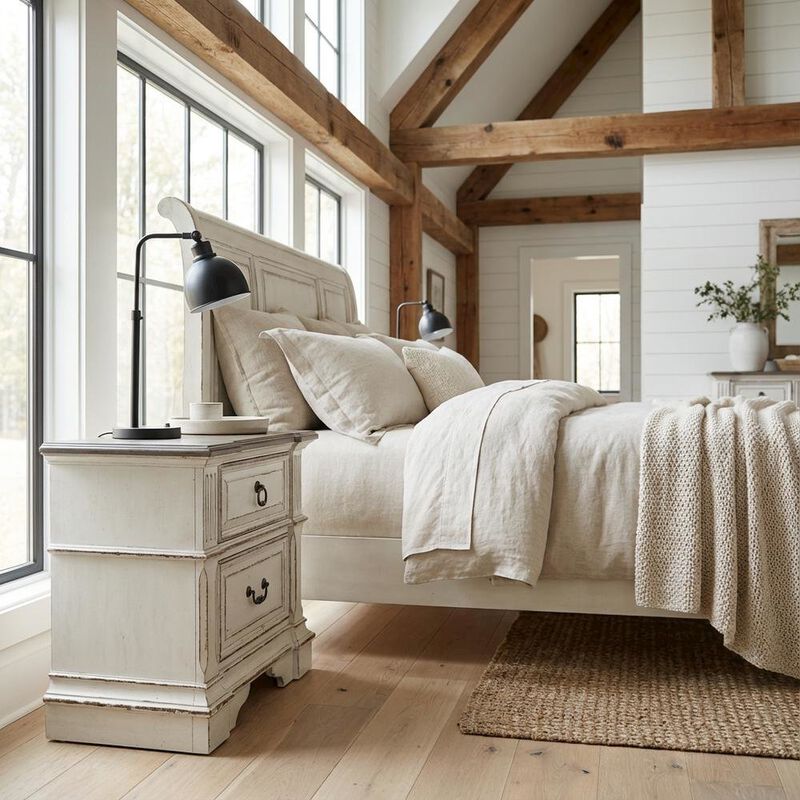 Liberty Furniture Antique White Nightstand with Charging Station and Storage image number 1