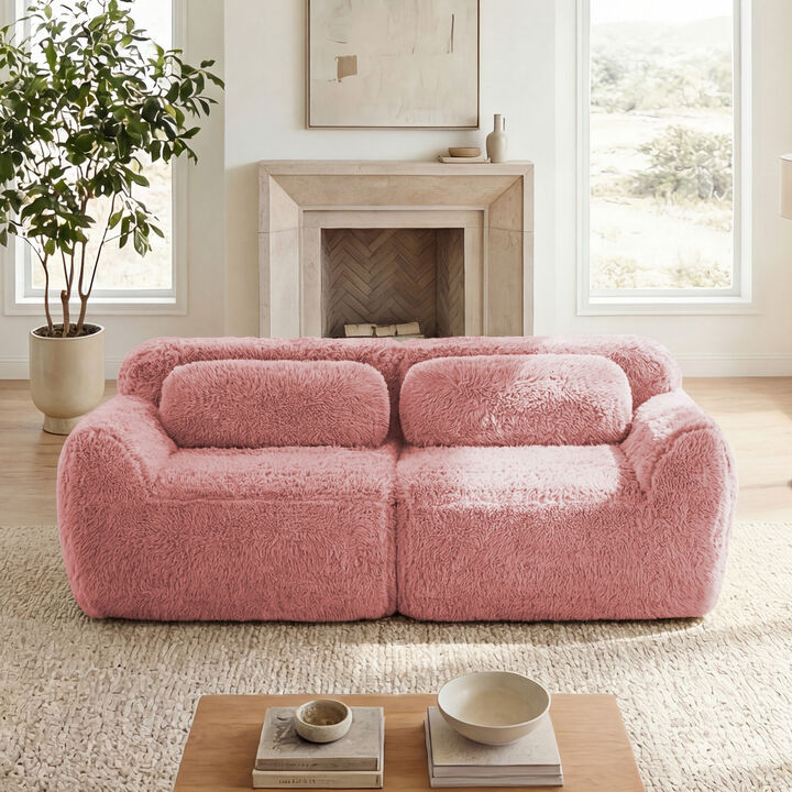 Monimp Soft Fluffy Plush Fabric Loveseats