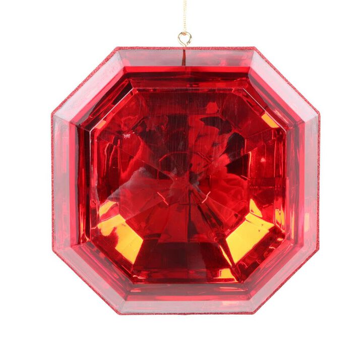 Vickerman 6" Red Square Jewel Glitter Ornament. 2 Pieces per Bag.
