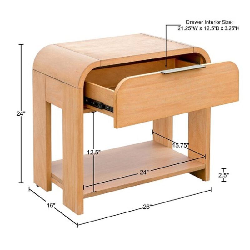 Streamdale Modern One Drawer Waterfall Nightstand