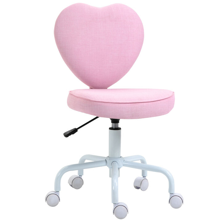 Rolling Upholstery Leisure Lounge Vanity Chair with Heart Back and Sponge Seat