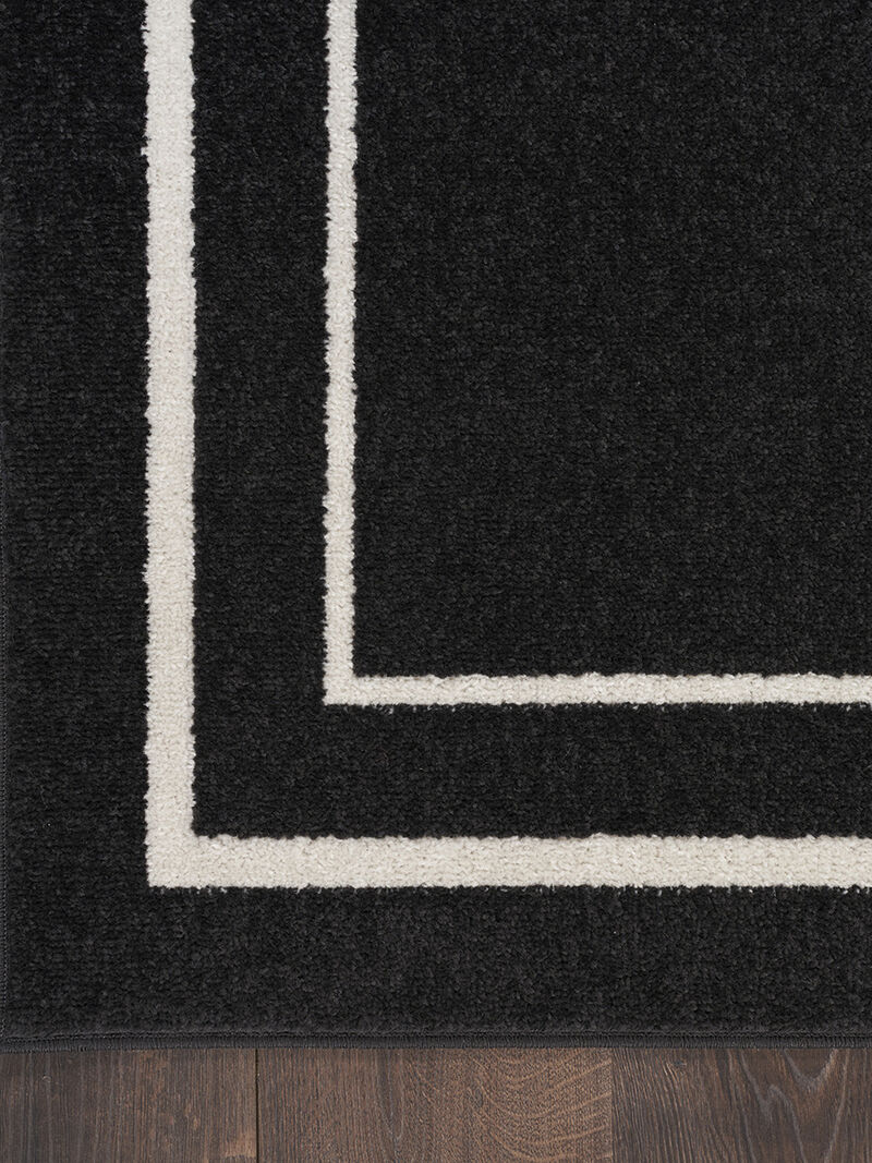 Nourison Essentials NRE02 Black/Ivory 5' x Square Rug image number 6