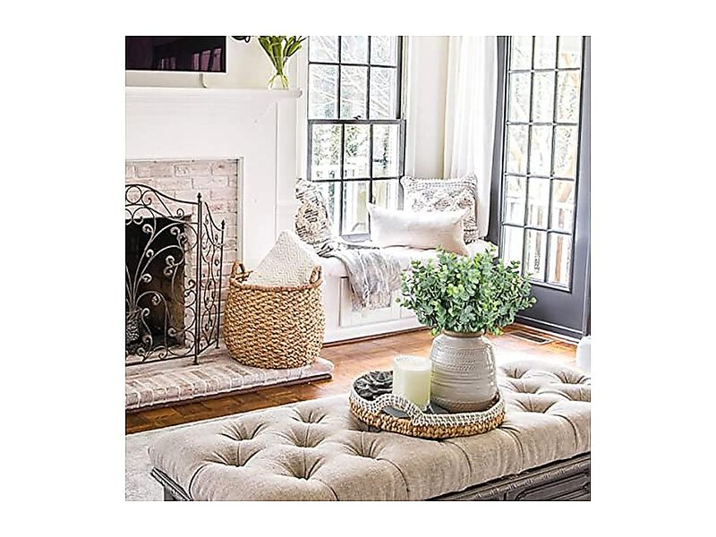 6 Pack Artificial Eucalyptus Stems Outdoor Plants Farmhouse Plastic Greenery image number 3
