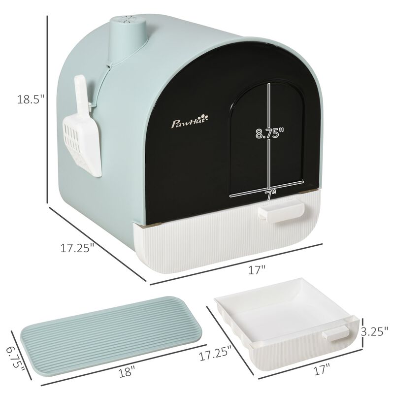 Green Cat Hygiene: Covered Litter Box with Tray & Scoop image number 2