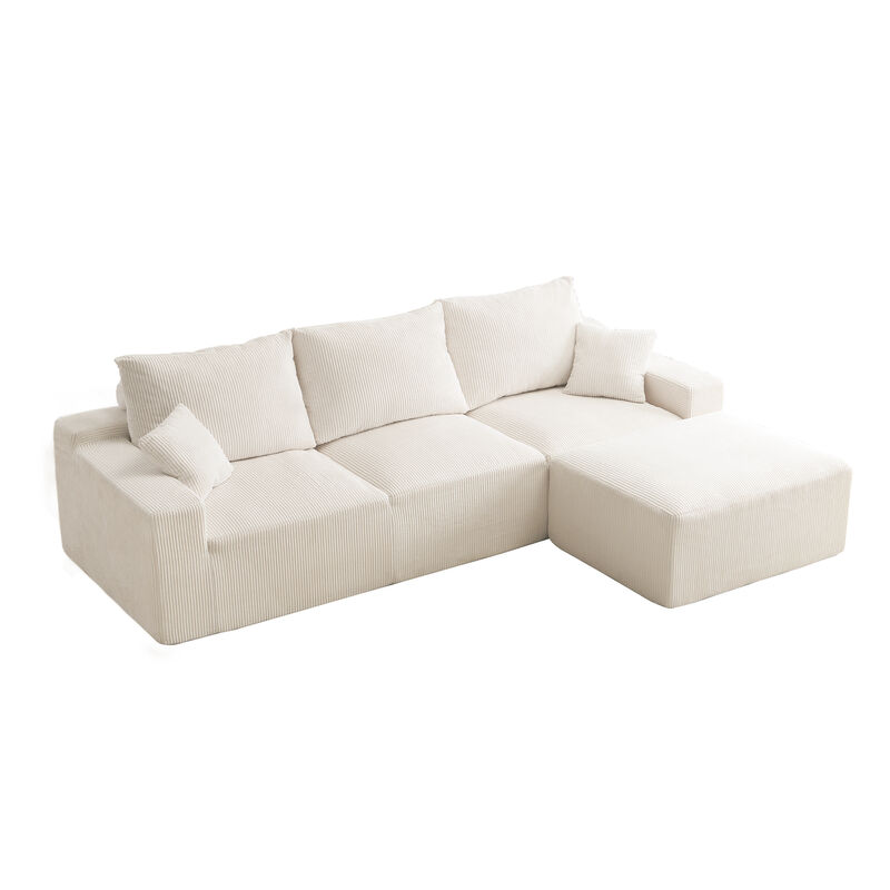 Merax 110" L-Shaped Corduroy Sectional Sofa