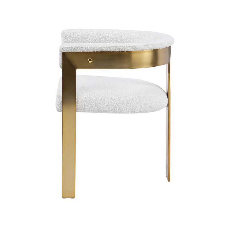 Meridian Furniture Romeo Cream Boucle Fabric Dining Chair, Set of 2