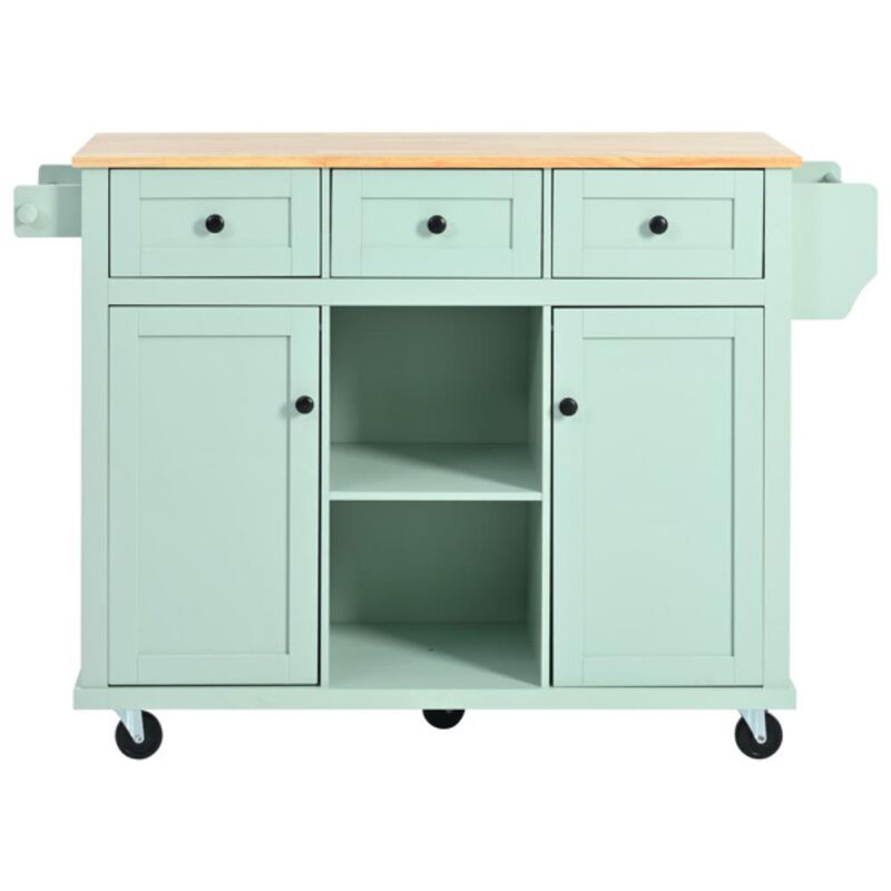Kitchen Cart with Drop-Leaf Countertop & Storage Rolling Island for Food Prep & Dining