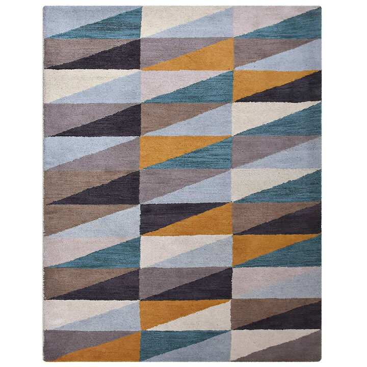 RUGSOTIC CARPETS HAND TUFTED WOOL ECO-FRIENDLY AREA RUGS  - 8'x10', Rectangle Shape, Multicolor, Geometric Modern Design, High Pile Handmade Anti Skid Area Rugs for Living Room, Bed Room (K00547)