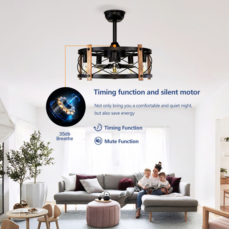 ELEMENT ACE Modern Cage Ceiling Fan with Remote Control and Quiet Reversible Motor for Year-Round Airflow Comfort image number 9