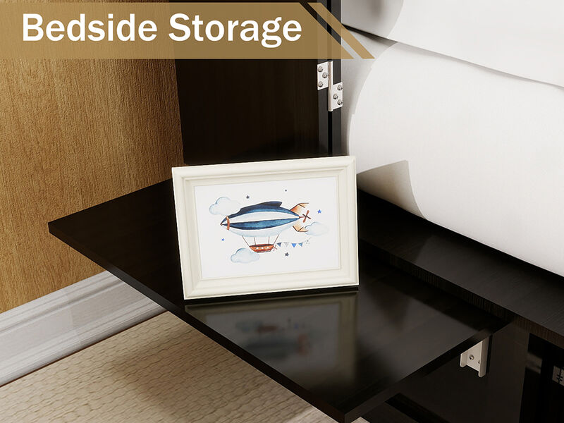 Livelylodge Wood Cabinet Murphy Bed Storage Space Drawer for Guest Room Black