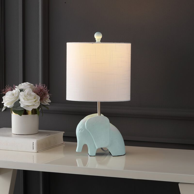 Koda 17.5" Eclectic Southwestern Resin/Iron Elephant LED Kids' Table Lamp, Turquoise