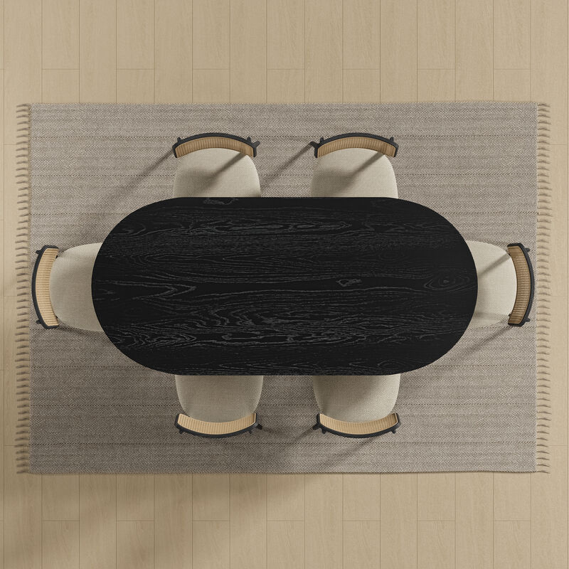 67" Farmhouse Large Oval Dining Table for 4-6 People with V-Shaped Legs for Dining Room and Living Room