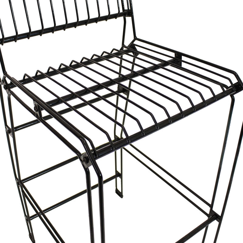Sunnydaze Indoor/Outdoor Steel Wire Bar-Height Chair - Black