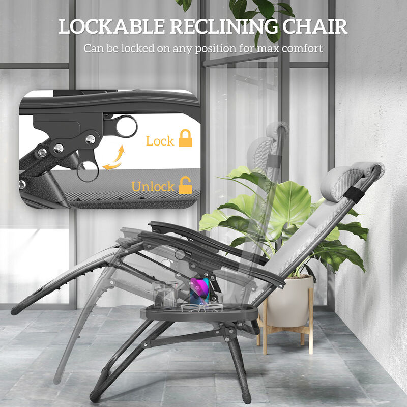 Hivvago 2-Piece Zero Gravity Reclining Patio Chair Set image number 3