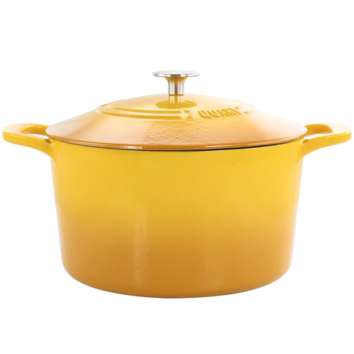Martha Stewart 7 Quart Enameled Cast Iron Dutch Oven with Lid in Yellow Ombre