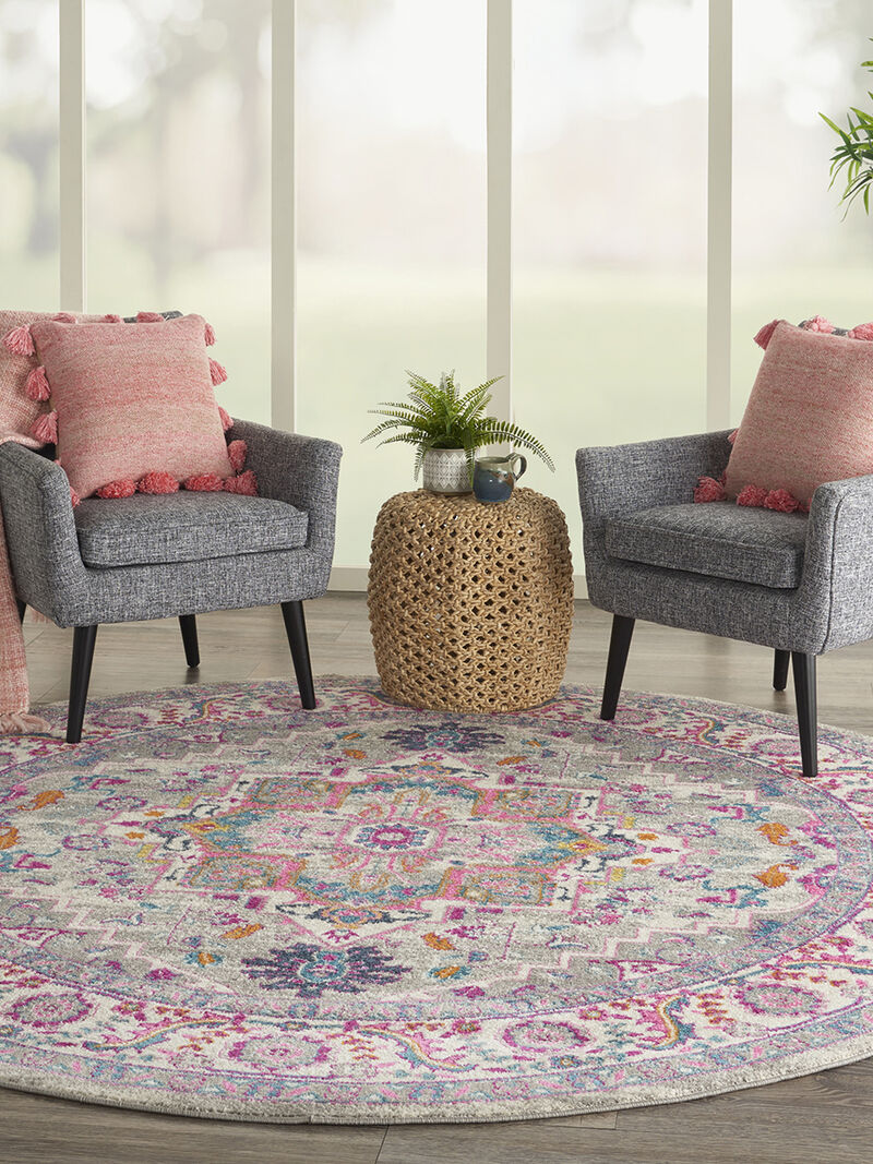 Passion PSN20 Light Gray/Pink 8' x Round Rug image number 8
