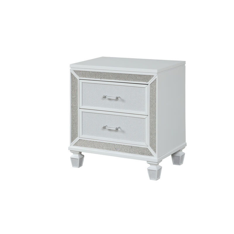 Crystal Nightstand Made with Wood Finished in White