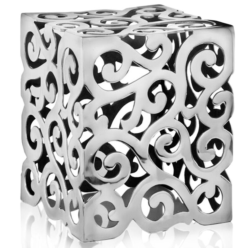 Hivvago 17 Inch  Silver Aluminum Square End Table