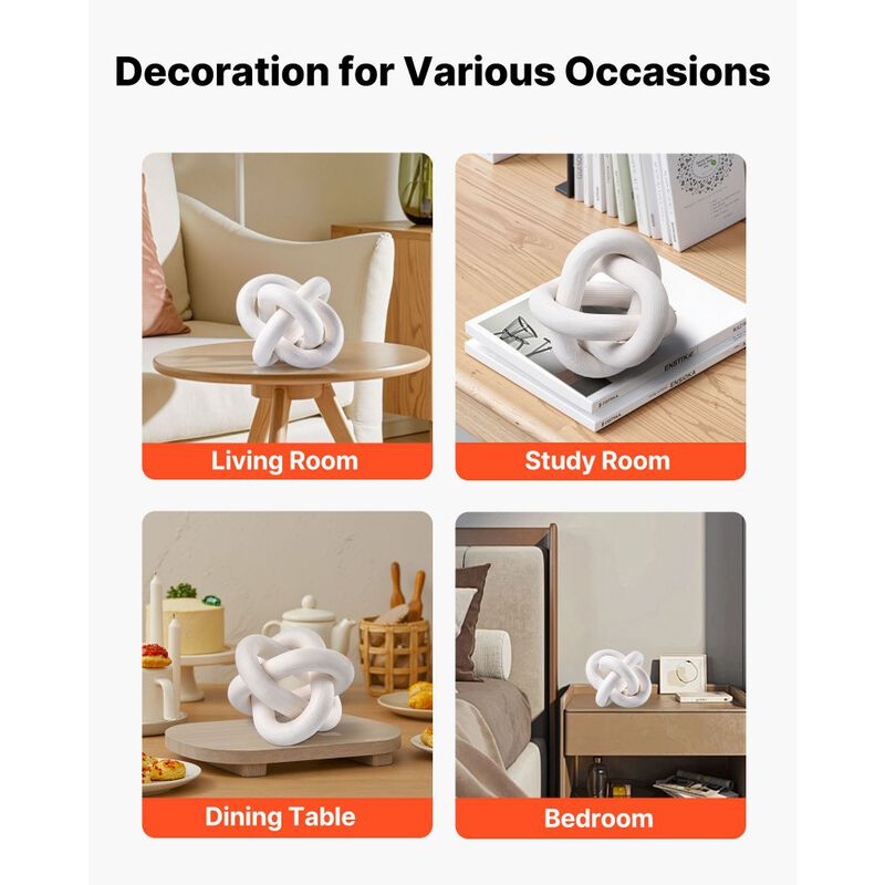 3 Link Wooden Chain Decor Hand Carved Coffee Table Shelf Accent White image number 5
