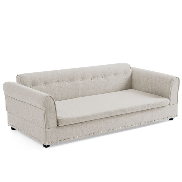 55 Inch Dog Sofa for Medium&Large Dogs, Modern Elevated Dog Sofa Bed with Armrests, Backrest
