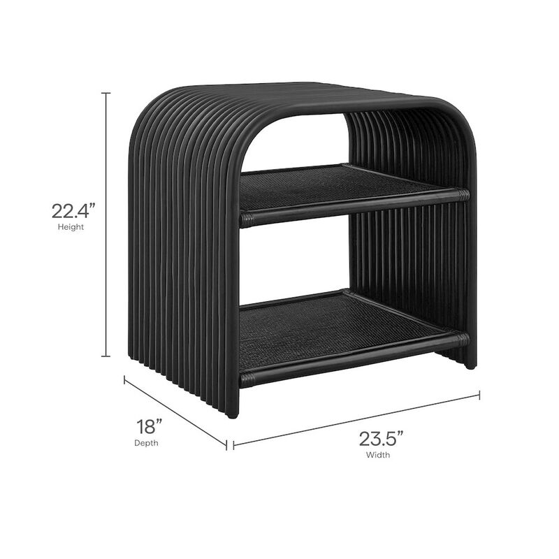 Eve Curved Natural Rattan Side Table image number 1