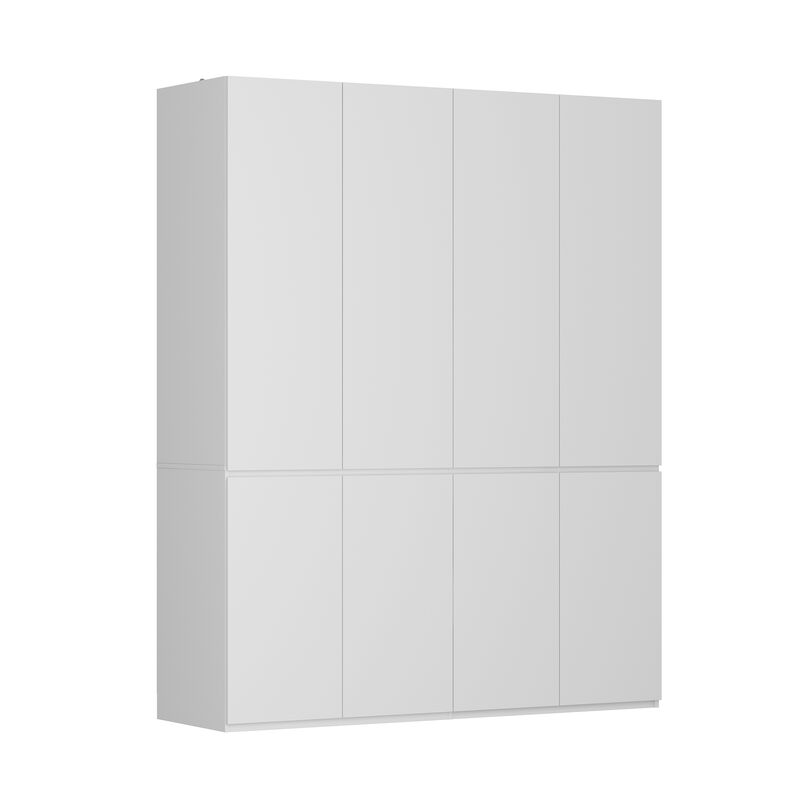 FUFU&GAGA Modern Smooth Touch White Wardrobe with 8 Doors and Hidden Storage Space, Openable Panels and Flip-Up Bottom, (63 in. W x 19.7 in. D x 78.7 in. H), Pure White