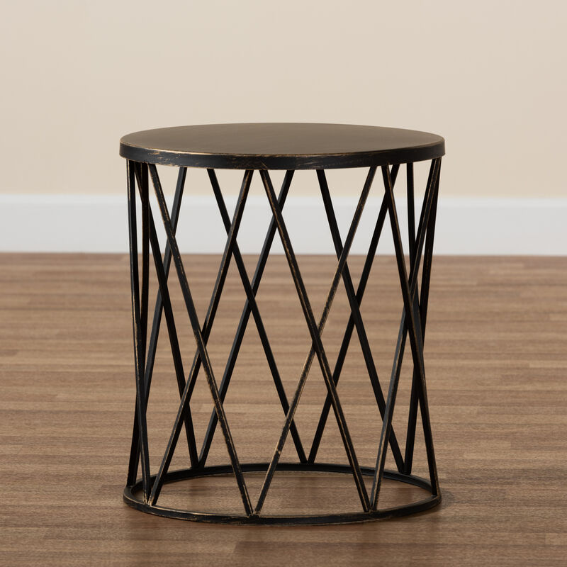 Baxton Studio Finnick Modern Industrial Antique Black Finished Metal End Table