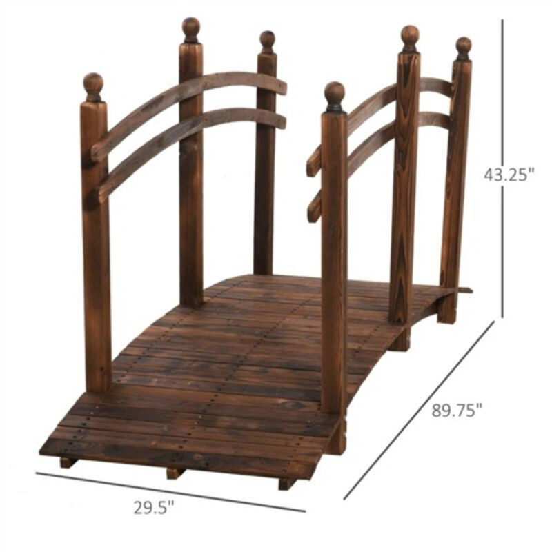 Wooden Garden Bridge with Hand Rails for Outdoor Landscaping image number 4