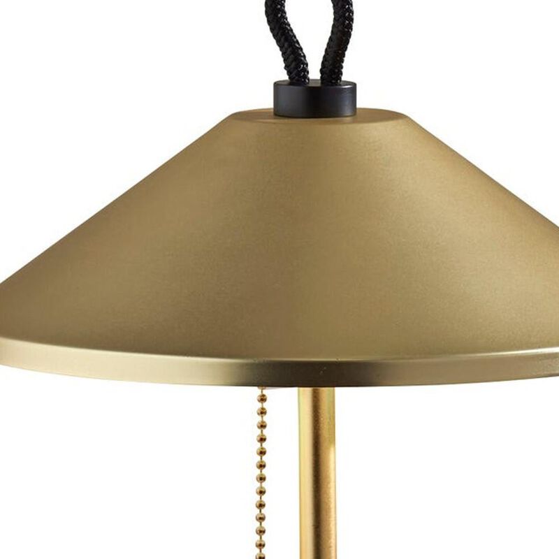 Hivvago 20" Black and Gold Metal Two Light Candlestick LED Table Lamp With Brass Cone Shade