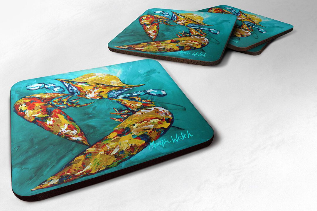 Caroline's Treasures MW1139FC Crab Beam of Light Foam Coasters (Set of 4), 3.5 H x 3.5 W, Multicolor