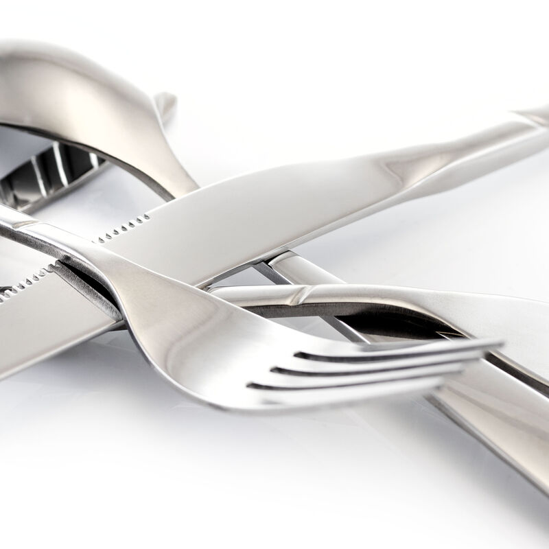 MegaChef La Vague 20 Piece Flatware Utensil Set, Stainless Steel Silverware Metal Service for 4 in Silver