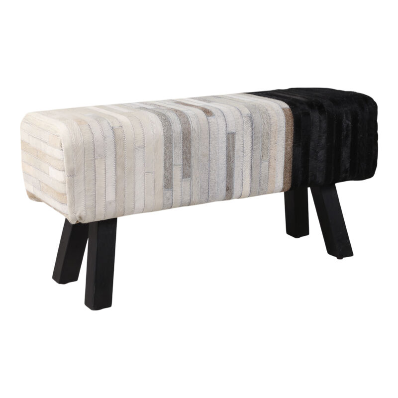 Hair On Hide Strips Patchwork Bench image number 1