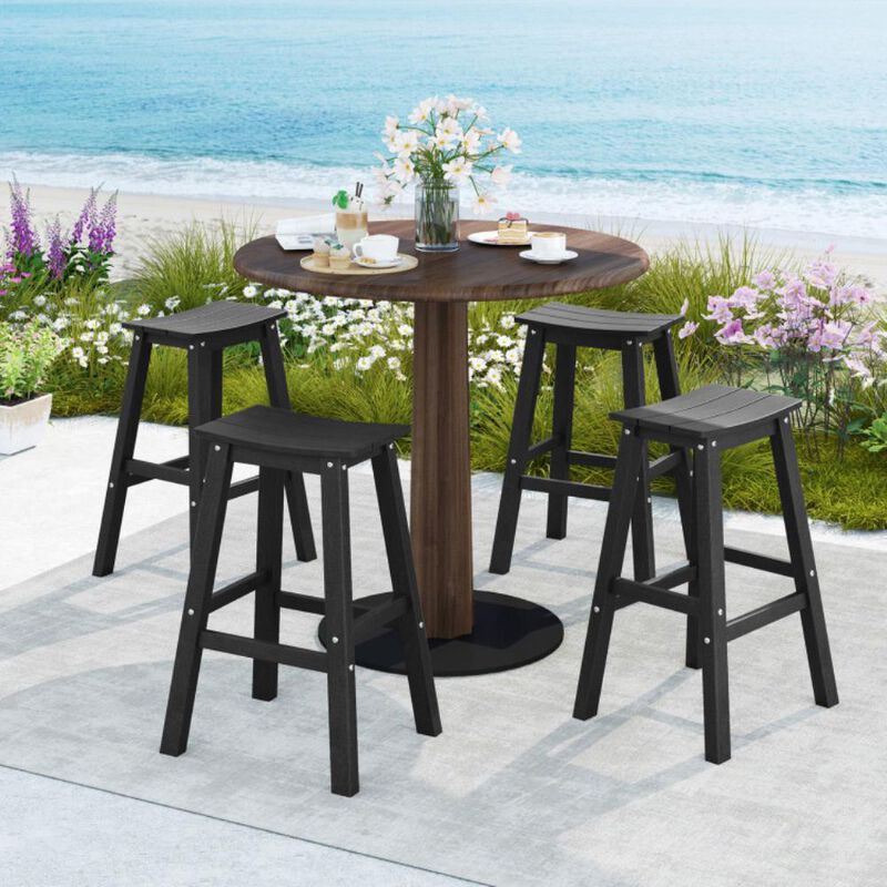 Hivvago 29 Inch HDPE Patio Bar Stool Set of 2 Armless Saddle Stools