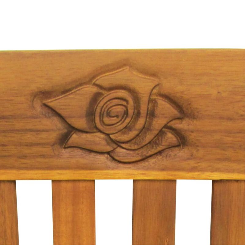 vidaXL Solid Acacia Wood Patio Bench with Comfort Cushion - Retro Style Outdoor Seating Solution - Detailed Engraved Rose Design - Waterproof, Comfortable, and Durable