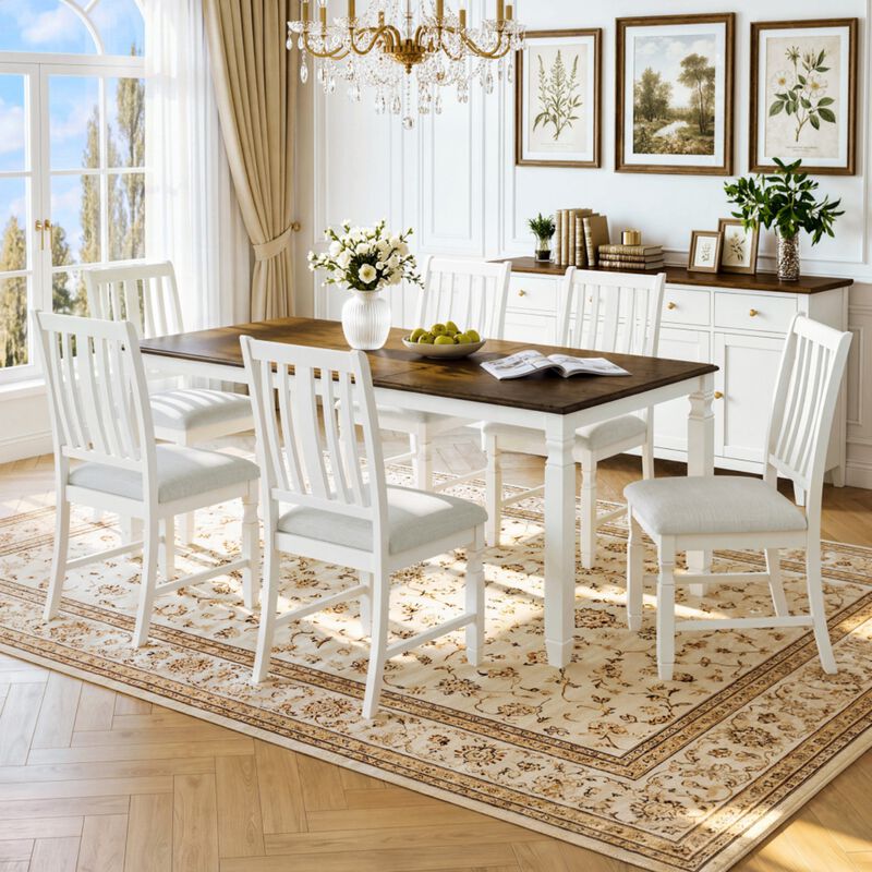 Wevelk Farmhouse 7‑Piece Extendable Dining Table Set image number 3