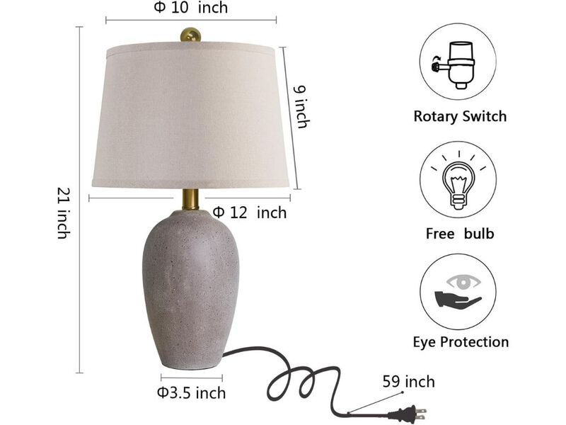 Farmhouse Ceramic Table Lamp Set of 2 Rustic Brown Bedside Lamps 21 Inch image number 2