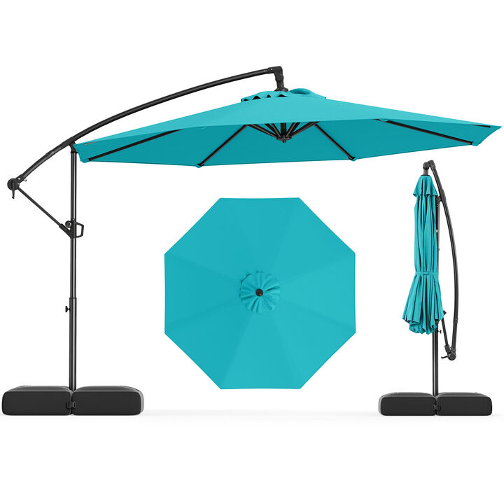 Offset Hanging Patio Umbrella with Base – Tilt Function Cantilever Design